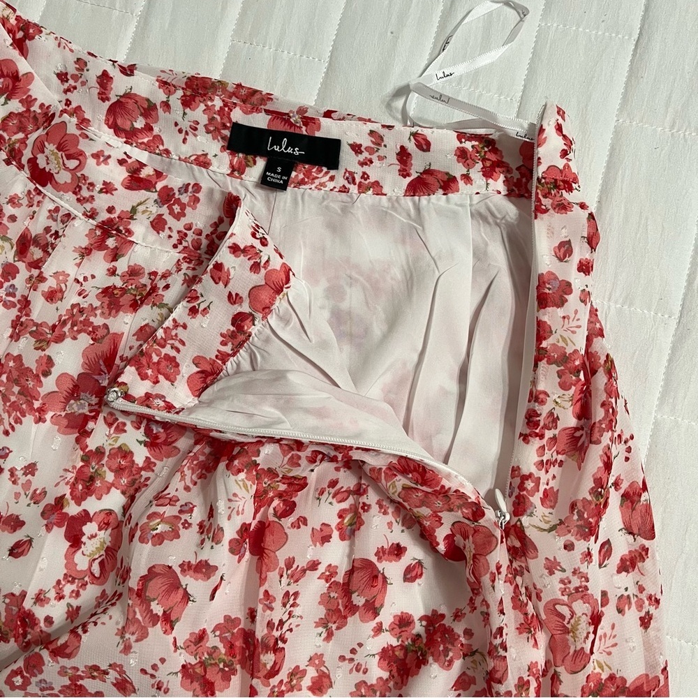 Lulus Sweetly Blooming Ivory Floral Print Tiered Maxi Skirt Size S - Picture 6 of 11
